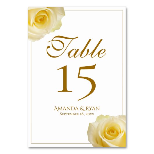 モダンシンプルイエローローズフローラ結婚ズ テーブルナンバー (正面)