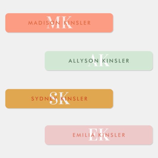 モダンシンプルイニシャルピンクガーリー防水名 ラベル (グループ)