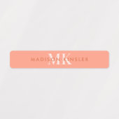 モダンシンプルイニシャルピンクガーリー防水名 ラベル (デザイン1)