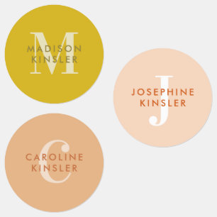 モダンシンプルイニシャルBoho防水名ラベル ラベル