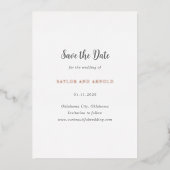 モダンシンプルウェディングの「Save the Date」 箔招待状 (正面)