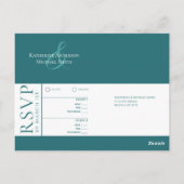 モダンシンプルエメラルドグリーンRSVP結婚の –  ポストカード (裏面)