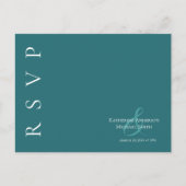 モダンシンプルエメラルドグリーンRSVP結婚の –  ポストカード (正面)