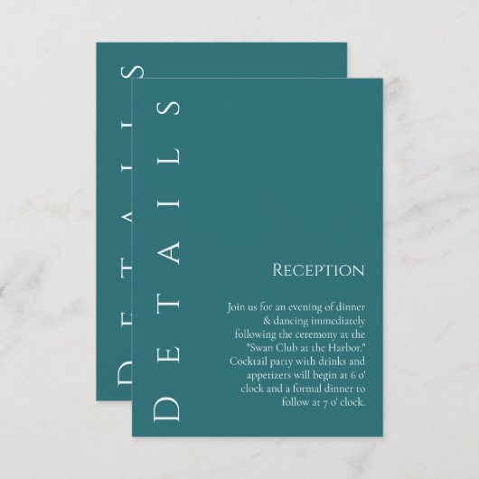 モダンシンプルエメラルド結婚グリーン詳細- エンクロージャーカード (正面/裏面)