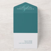 モダンシンプルエメラルド結婚グリーン オールインワン招待状 (外側)