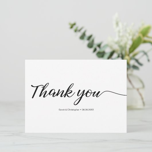 モダンシンプルエレガントなウェディングフォト感謝していユー サンキューカード (スタンド正面)