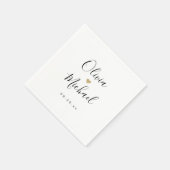 モダンシンプルエレガントはカップルの名結婚前 スタンダードカクテルナプキン (角)