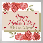 モダンシンプルエレガントシック赤い花母の日 ポスター (正面)