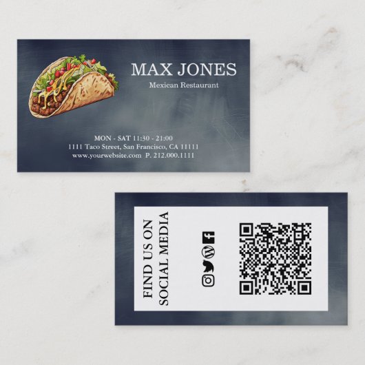 モダンシンプルエレガントタコブラックシャルボード 名刺 (正面/裏面)