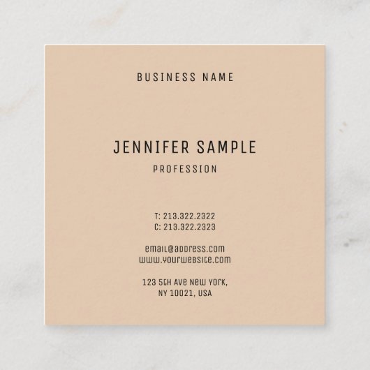 モダンシンプルエレガントテンプレートカスタム スクエア名刺 (裏面)