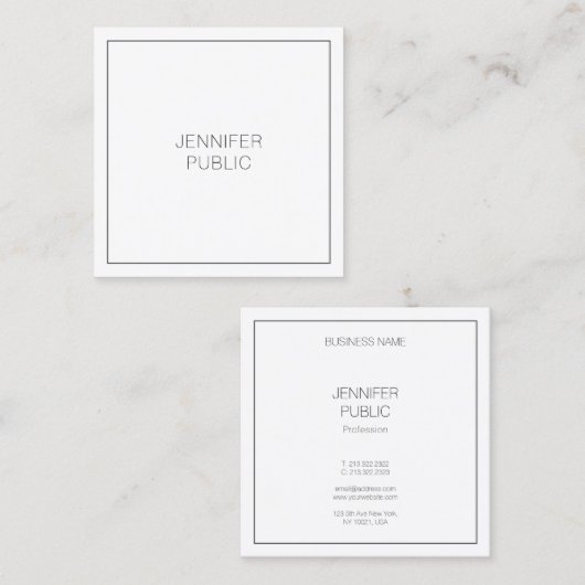 モダンシンプルエレガントテンプレートプロフェッショナル スクエア名刺 (正面/裏面)