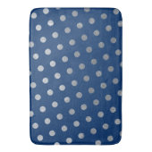 モダンシンプルエレガントネイビーブルーシルバー水玉模様 バスマット (正面縦)