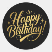 モダンシンプルエレガントハッピーバースデー ラウンドシール (正面)