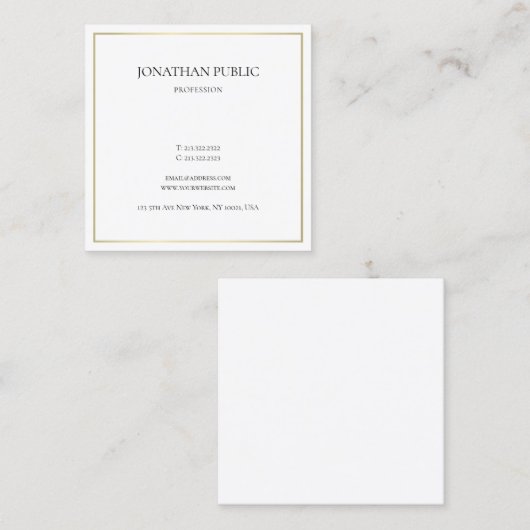 モダンシンプルエレガントプロフェッショナルプレーン金ゴールド スクエア名刺 (正面/裏面)