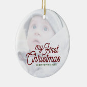 モダンシンプルエレガントベビー初めてのクリスマス写真 セラミックオーナメント (右)