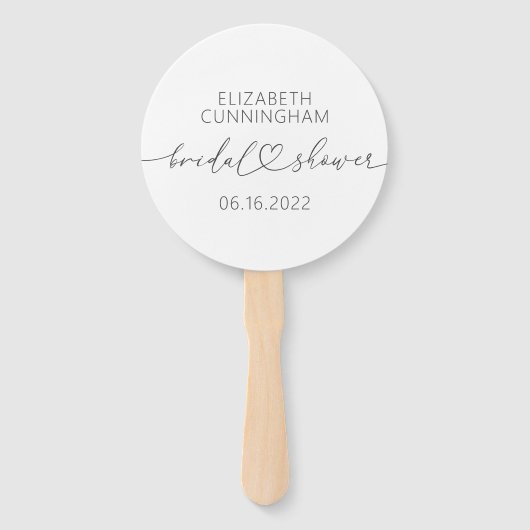 モダンシンプルエレガントミニマルハートブライダルシャワー ハンドファン (正面)