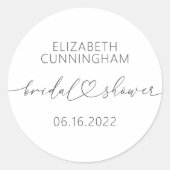 モダンシンプルエレガントミニマルハートブライダルシャワー ラウンドシール (正面)