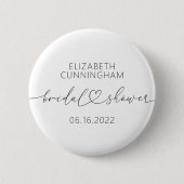 モダンシンプルエレガントミニマルハートブライダルシャワー 缶バッジ (正面)