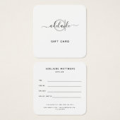 モダンシンプルエレガントモノグラム白ギフトカード (正面&裏面)