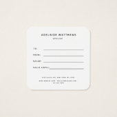 モダンシンプルエレガントモノグラム白ギフトカード (裏面)