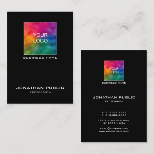 モダンシンプルエレガント会社ロゴのプロファイル 名刺 (正面/裏面)