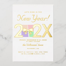 モダンシンプルエレガント大晦日ギフトボックス弓 箔招待状