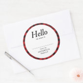 モダンシンプルエレガント懇親会名Red ラウンドシール (封筒)