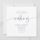 モダンシンプルエレガント結婚の台本 招待状 (正面)