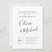 モダンシンプルエレガント結婚スクリプト 招待状 (正面)