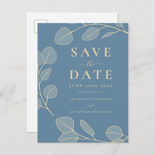 モダンシンプルエレガント結婚葉 案内ポストカード (正面/裏面)