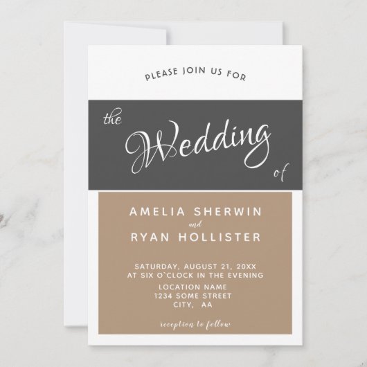 モダンシンプルエレガント結婚Script 招待状 (正面)