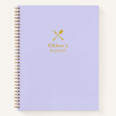 モダンシンプルエレガント薄紫金ゴールドレシピ帳 ノートブック (正面)