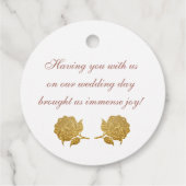 モダンシンプルエレガント金ゴールドバラ結婚サンキュー フェイバータグ (裏面)