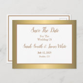 モダンシンプルエレガント金ゴールド結婚式の日付の保存 案内ポストカード (正面/裏面)