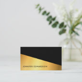 モダンシンプルエレガント金ゴールド黒プロフェッショナル 名刺 (スタンド正面)
