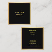 モダンシンプルエレガント黒と金ゴールドテンプレート スクエア名刺 (正面/裏面)