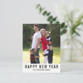 モダンシンプルエレガントHappy New Year写真ストライプ シーズンカード (スタンド正面)