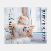 モダンシンプルエレガントPet写真 フリースブランケット (正面(横))