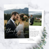 モダンシンプルエレガントScript 2写真結婚 s サンキューカード