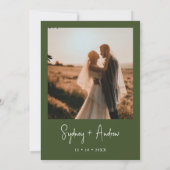 モダンシンプルオリーブグリーン結婚写真 招待状 (裏面)