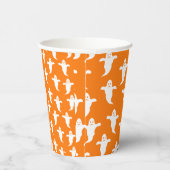 モダンシンプルオレンジと白幽霊ハロウィーン 紙コップ (右)