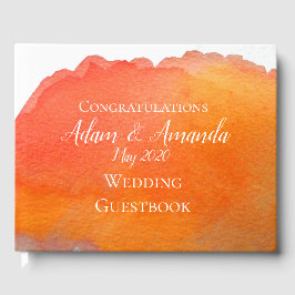 モダンシンプルオレンジ桃の水結婚色 ゲストブック
