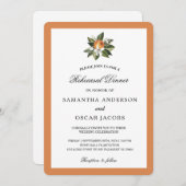 モダンシンプルオレンジ&グリーンリーフ 招待状 (正面/裏面)