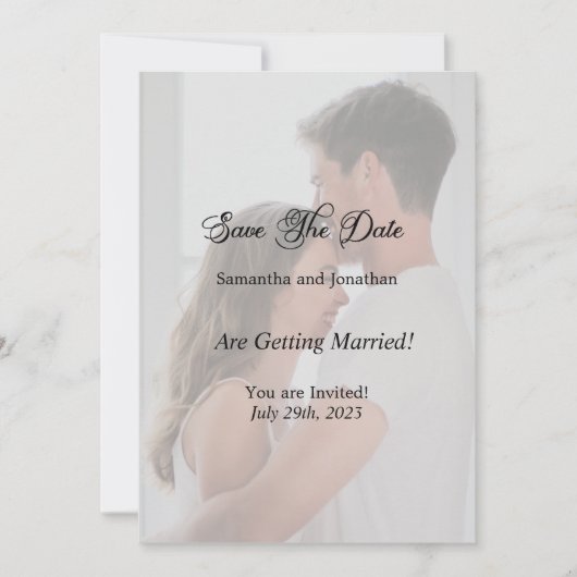 モダンシンプルオーバーレイ写真Save the Date 案内状 (正面)