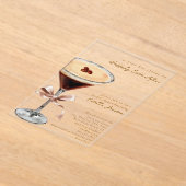 モダンシンプルカクテル テーマのモカ ブライダルシャワー アクリル招待状 (レイダウン)