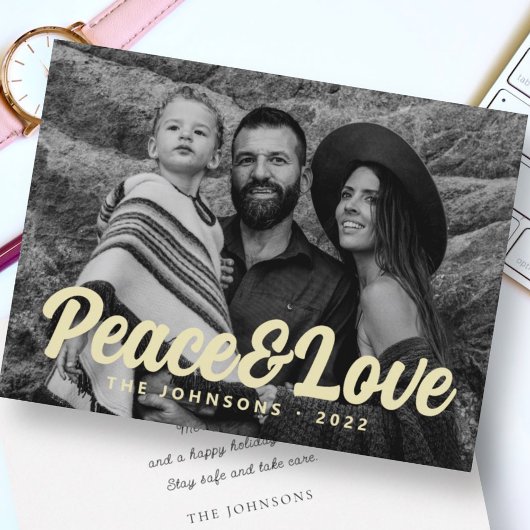 モダンシンプルカジュアルスクリプト　家族の写真 シーズンカード