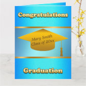 モダンシンプルカスタマイズ金ゴールドブルースカイ カード (黄色い花)