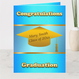 モダンシンプルカスタマイズ金ゴールドブルースカイ カード