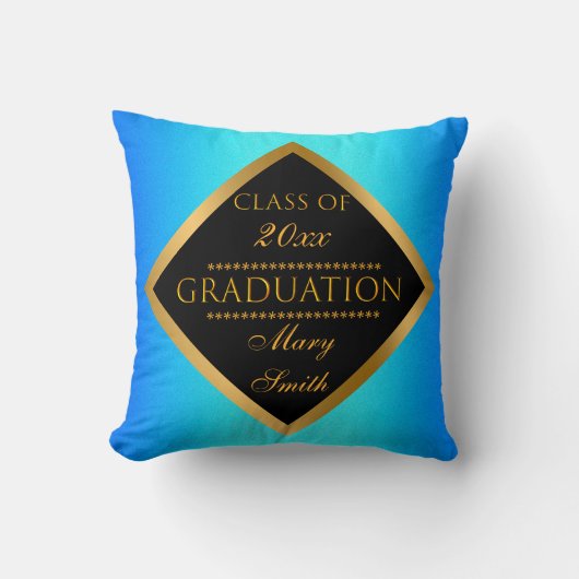 モダンシンプルカスタマイズ金ゴールドブルースカイ クッション (正面)