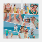 モダンシンプルカスタムおもしろい9 Images Collage Photos ガラスオーナメント (裏面)